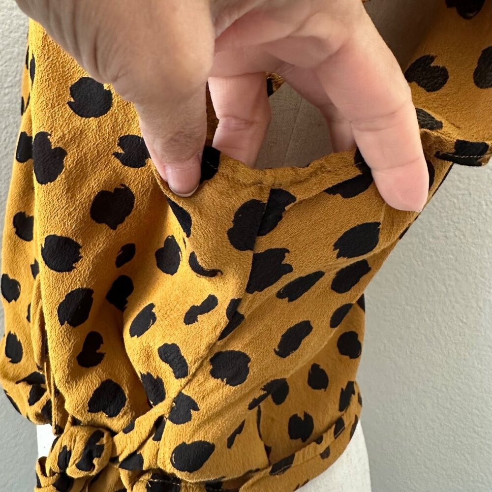 Madewell Mustard Yellow Polka Dot Wrap Blouse - Picture 8 of 11